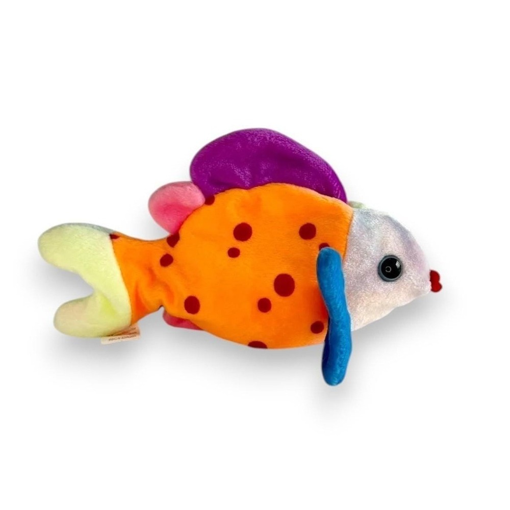 Lips the Fish Ty Beanie Baby | Neon Reef Drifter | Mint Heart Tag - Picture 3 of 6